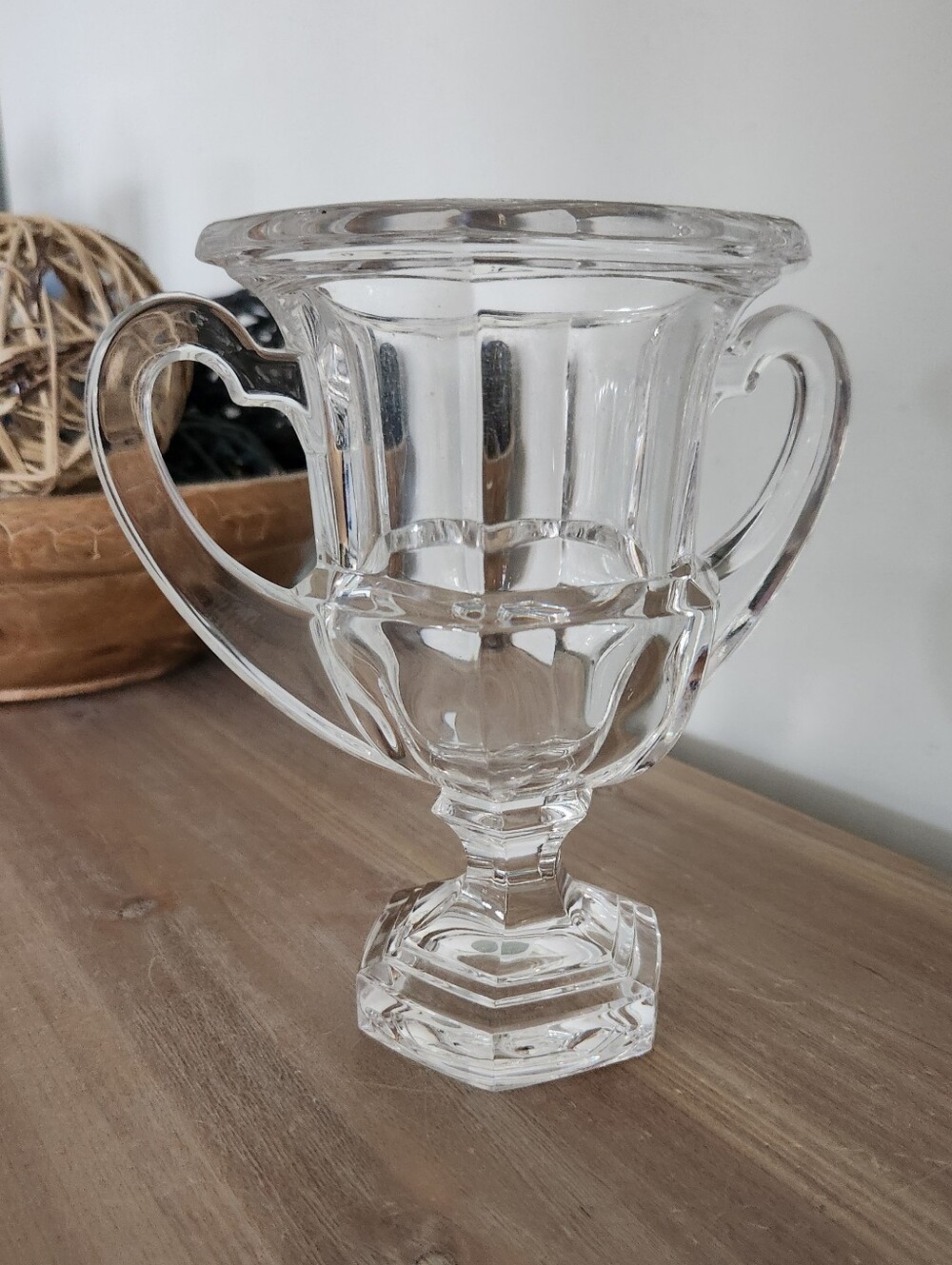 Tiffany & Co Crystal Loving Cup Trophy Vase Double Heart Handles 7” Decor Home - Picture 5 of 15